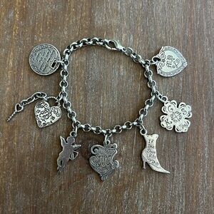 Brighton Silver Charm Bracelet with Heart and Boot Charms